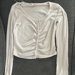 Banana Republic Cream Ribbed Crop Blouse